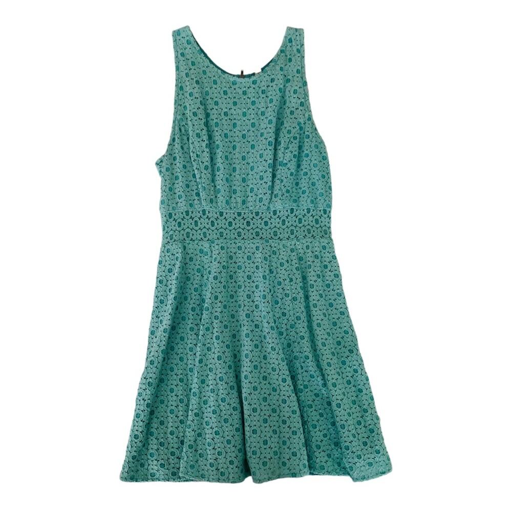 Mudd | lace short sleeve dress size small with see-through midriff tiffany blue